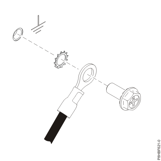 graphic showing the screw, ring terminal, and external star washer
