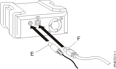 Attach external USB cable and power supply cable