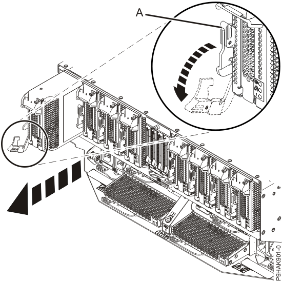 Removing the adapter cassette from the 9080-M9S system