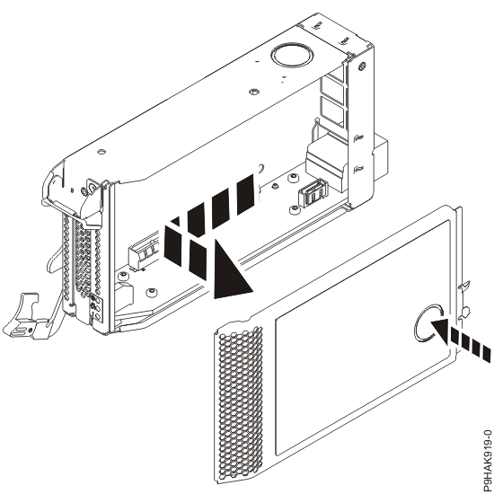 Removing the side cover from the adapter cassette for the 9080-M9S system