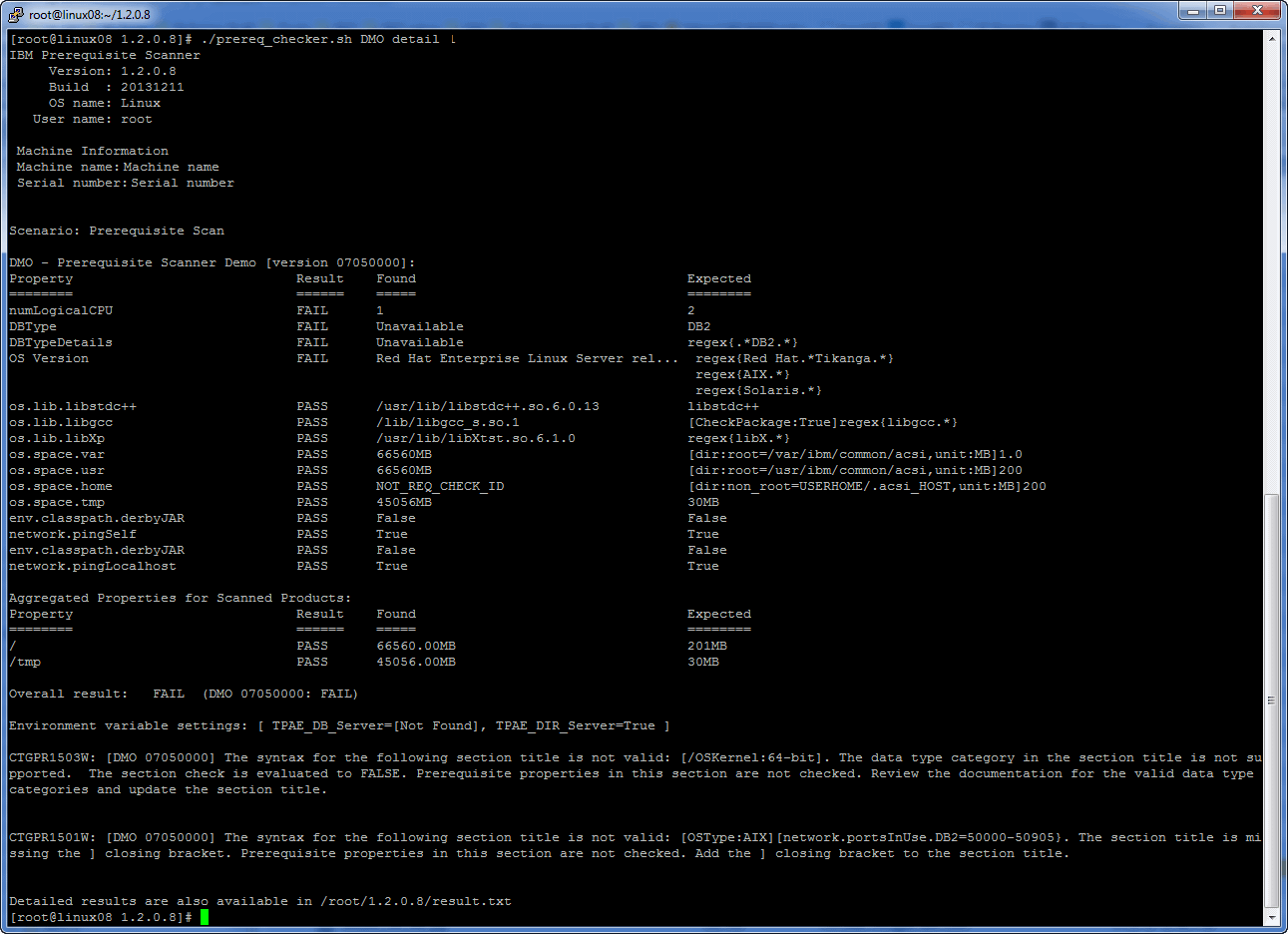 result.txt file on UNIX systems