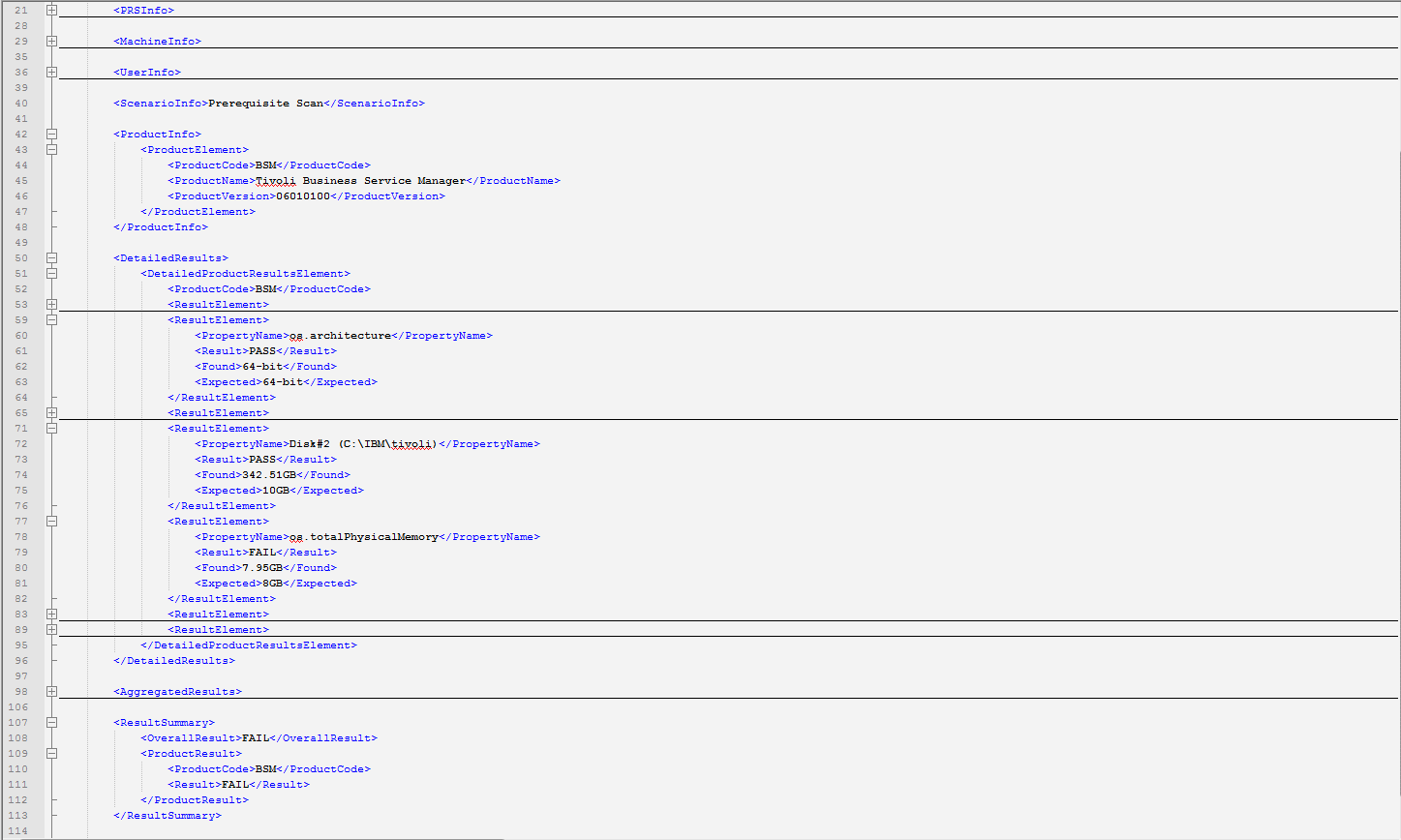 Result XML file example