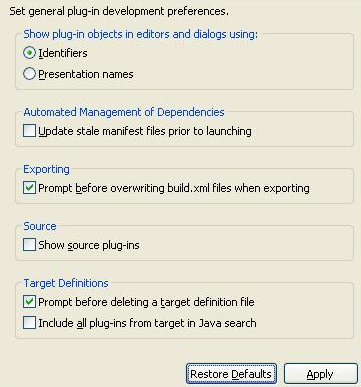 Main Preference Page