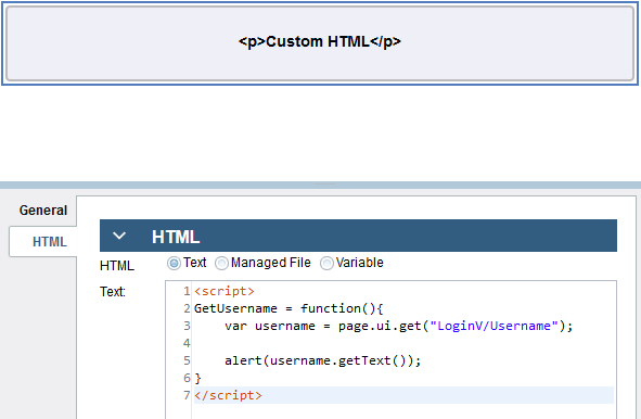 Page keyword used in a custom HTML to access a nested view with a specified path.