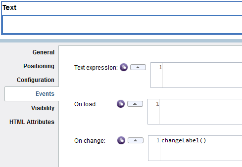 The changeLabel function is called from the On-change event of the text view.