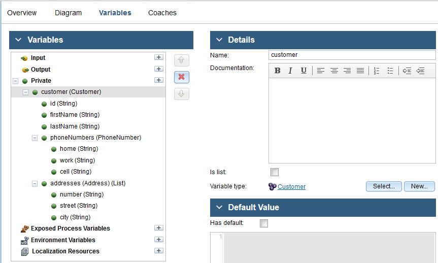 Client-side human service with the Customer business object as a private variable