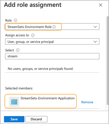 Assigning the role to the IBM StreamSets application