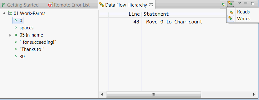 Program data flow hierarchy sample