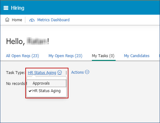 The selection of HR Status ageing is retained for return users.