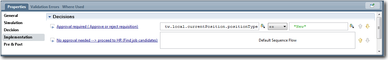 This image shows the Implementation page for the GM approved? gateway