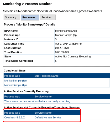 Process App column in the Processes page