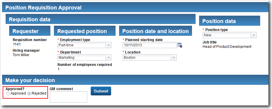 This image shows the Position Requisition Approval coach.