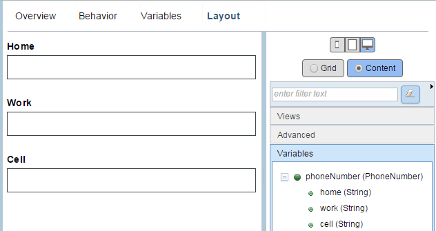 The coach view containing Home, Work, and Cell text fields