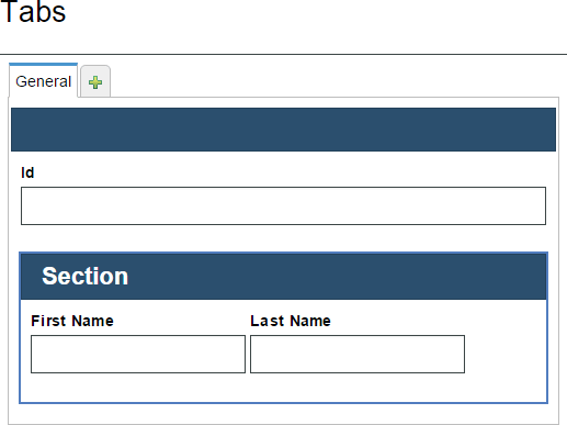 The general page containing three text fields named Id, First Name, and Last Name