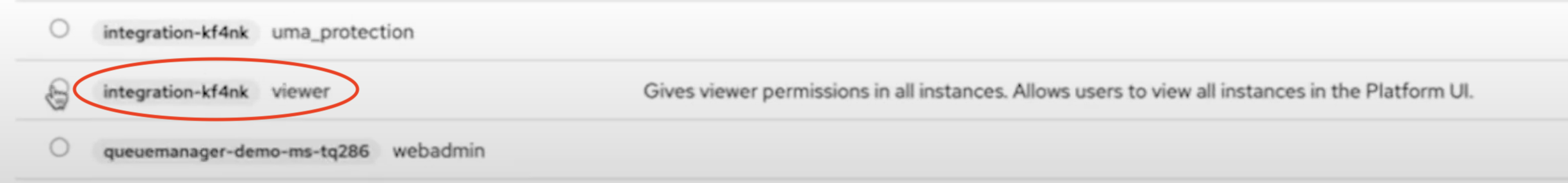 From the list, select the role with a description of viewer