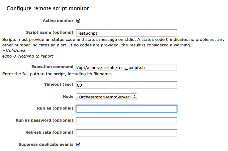 example configuration of a script monitor