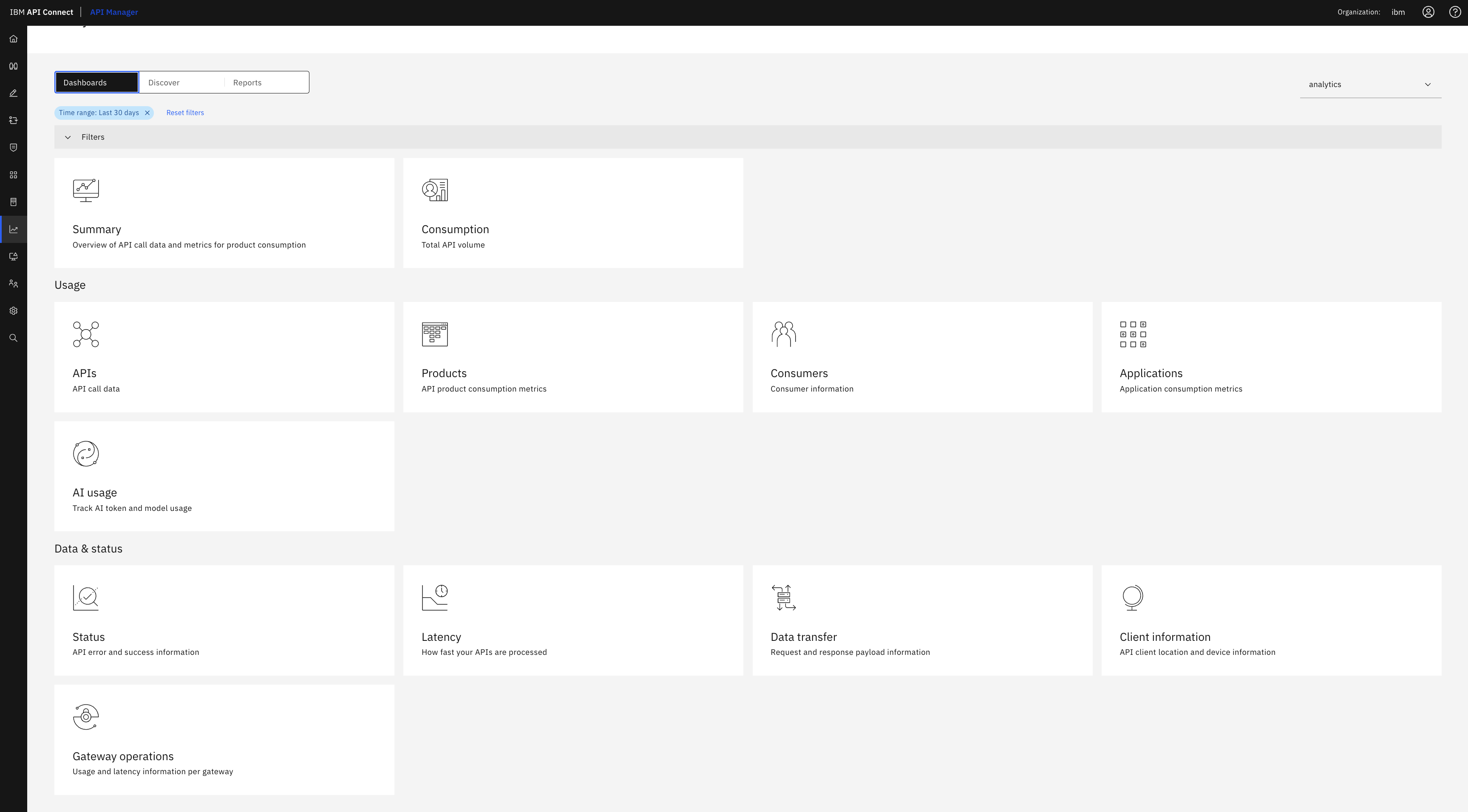 Analytics catalog view