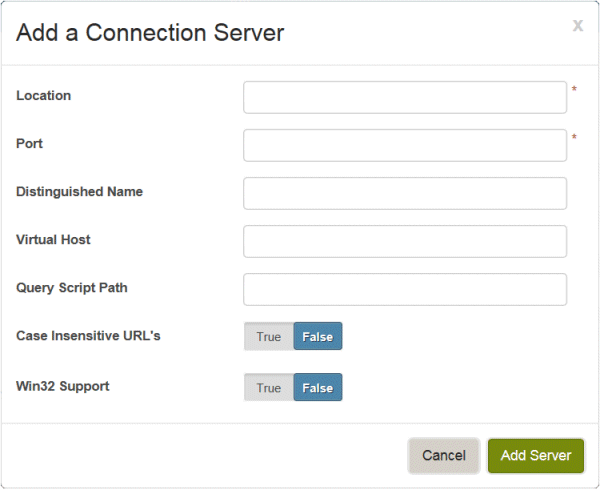 Add a Connection Server window.