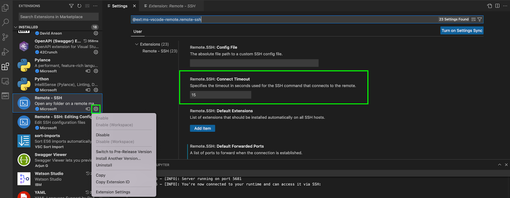 Increasing SSH timeout
