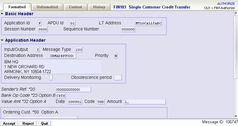 Figure showing message displayed for authorization