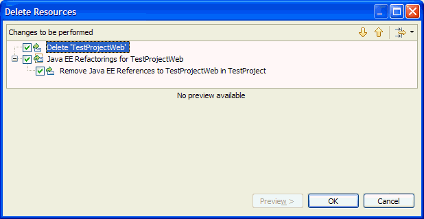 Deleting a web module