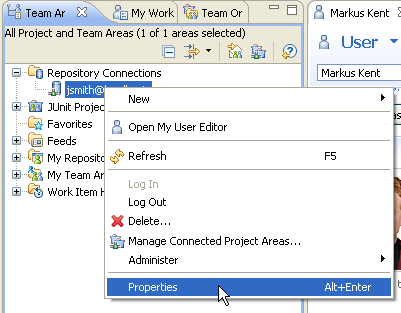 Changing the connection properties to log in as a different user
