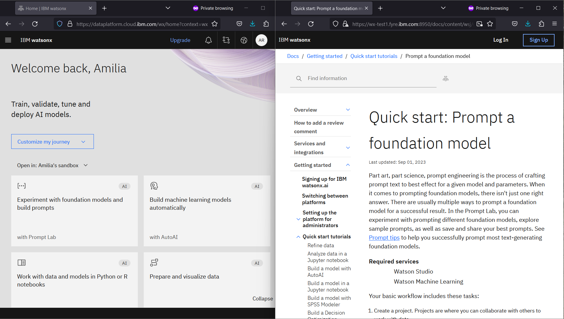 Side-by-side tutorial and UI Side-by-side tutorial and UI