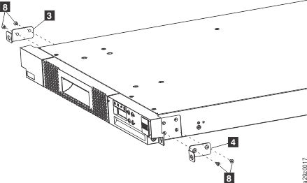 Attaching the front brackets to the library chassis