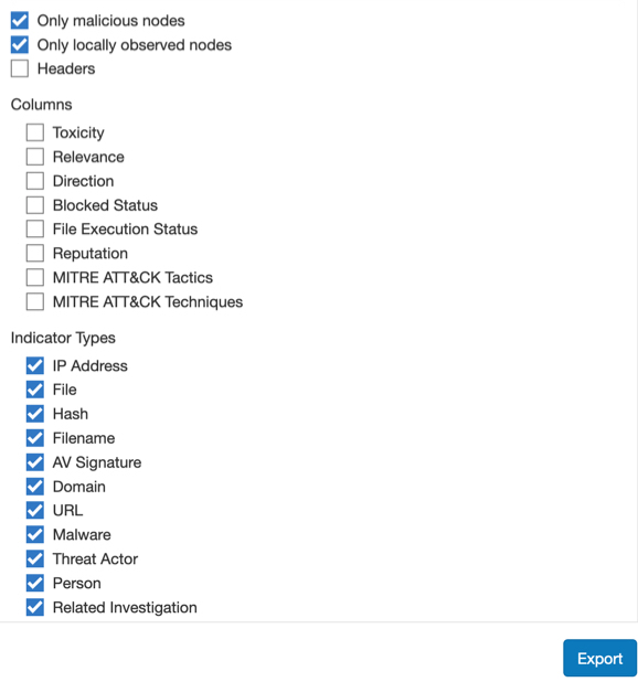 Anzeige "CSV-Exportoptionen"