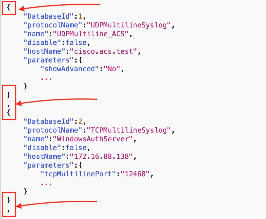 logSources.json - Formatierungsbeispiel