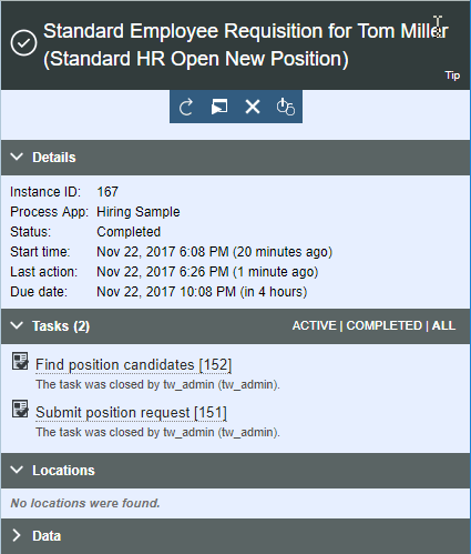 Inspectorsicht mit der geschlossenen Task und dem beendeten Prozess