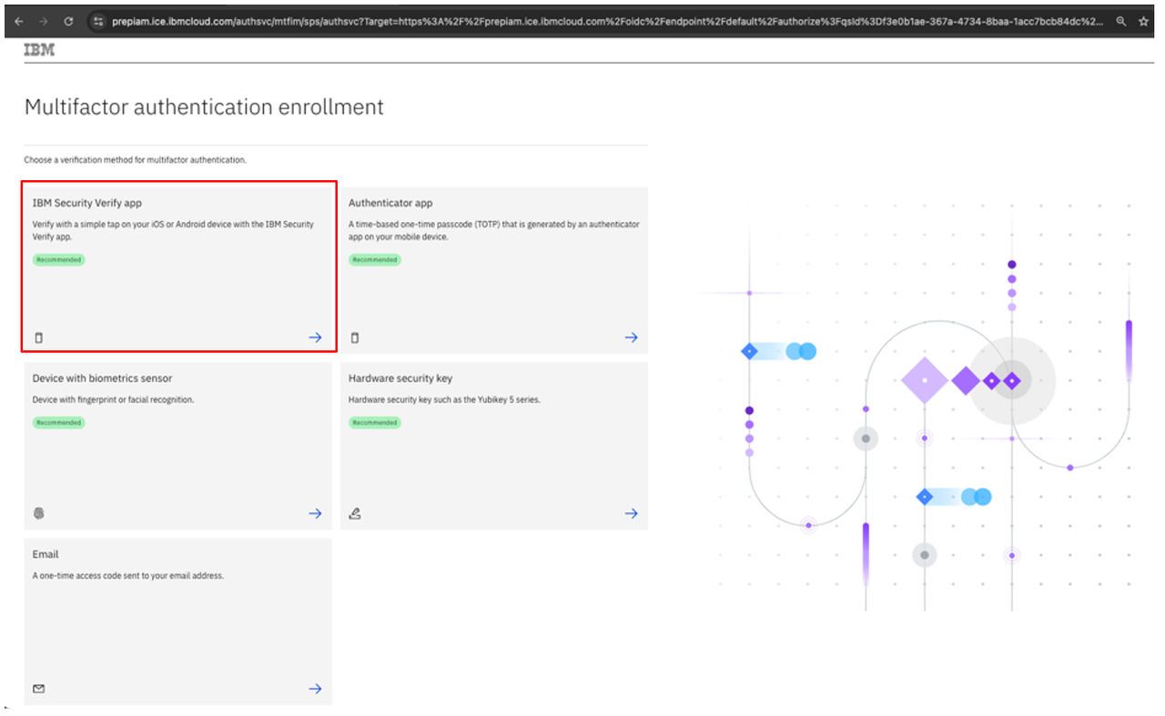 Anmeldung bei IBM Security Verify App