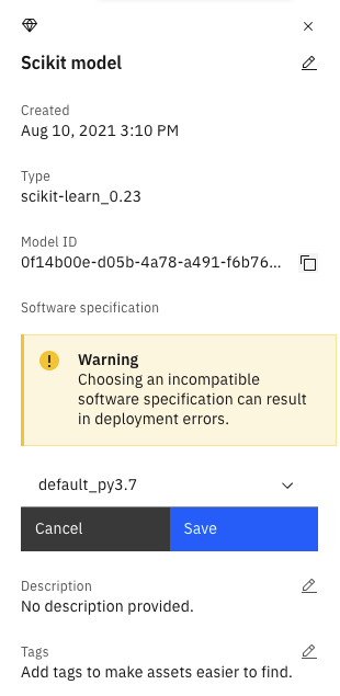 Updating software specifications through the UI Updating software specifications through the UI