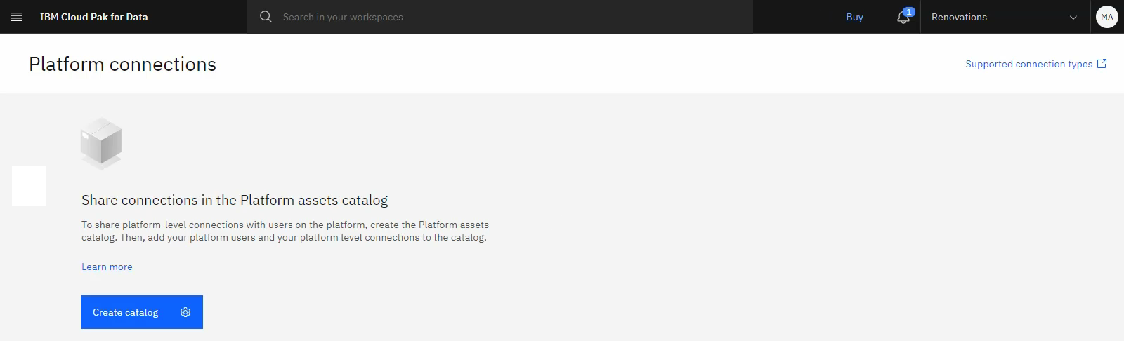 Create catalog Create Platform assets catalog