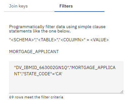 Filter criteria Filter criteria