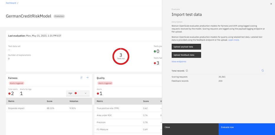 import test data in production