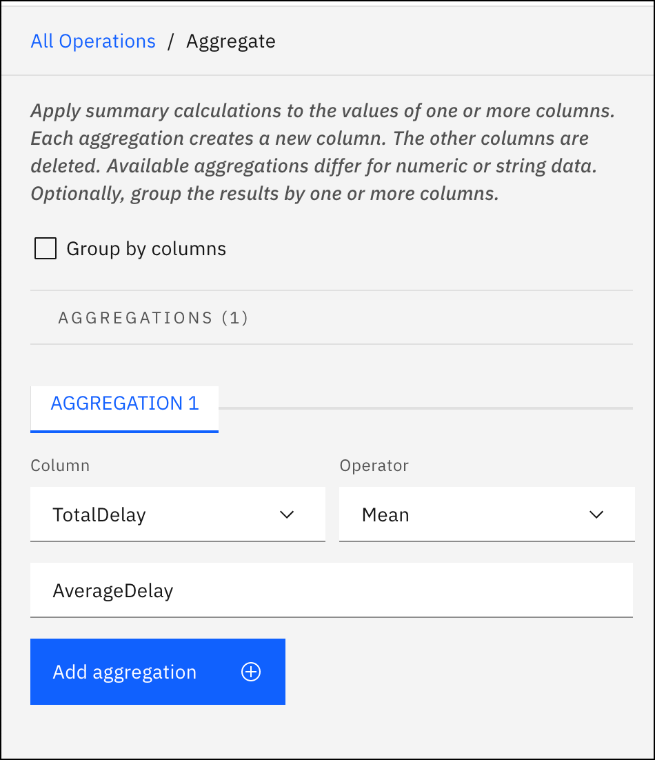 Aggregate operation Aggregate operation