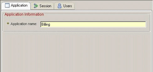 Example of the tabbed window displayed in the AMC Editor for a selected application.