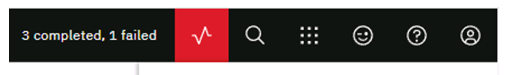 Screenshot of the transfer monitor icon displaying in red to indicate a failed transfer.