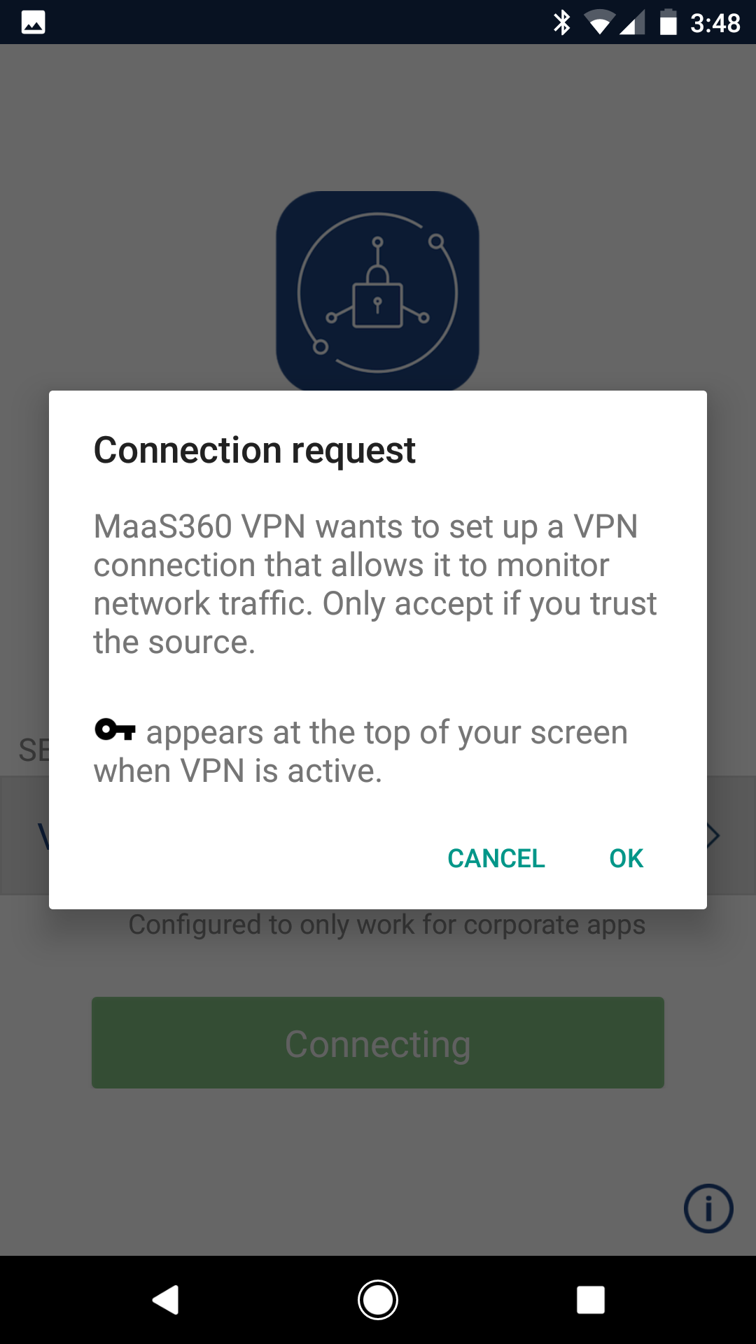 Installing the MaaS360 VPN app