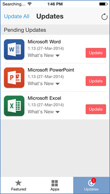 Updates view