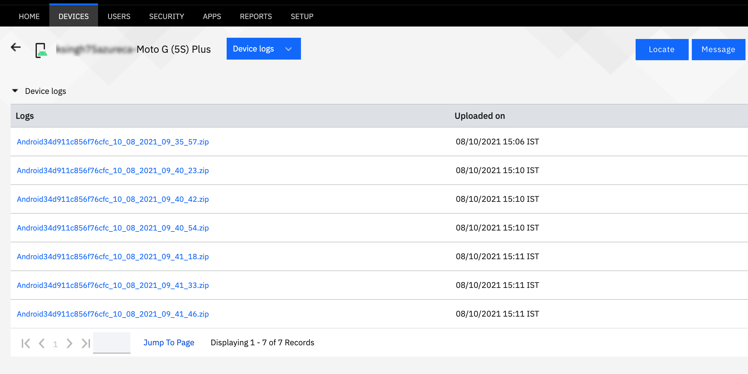 Device logs