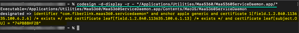 code requirement macOS