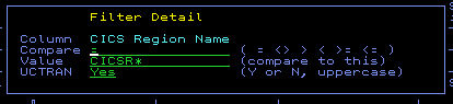 Filter Detail popup with static Column field and modifiable Compare and Value fields