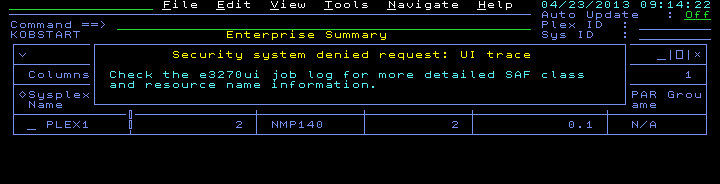 Security system denied request message that says, Security system denied request: UI trace