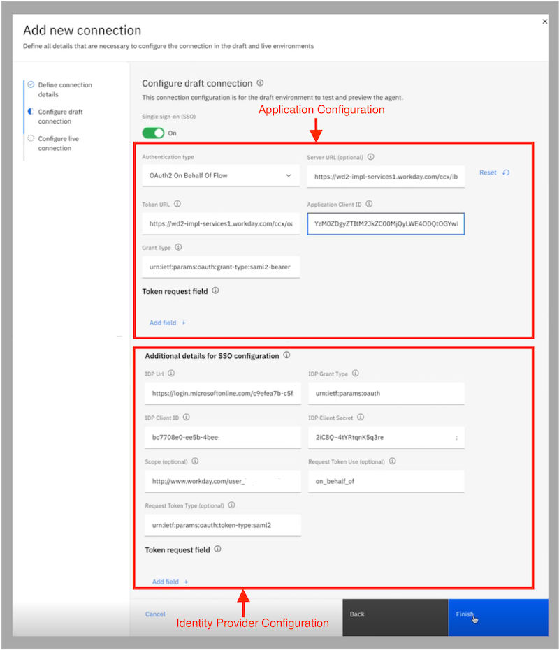 SSO OAuth 2.0 On-Behalf-Of (OBO) connection settings