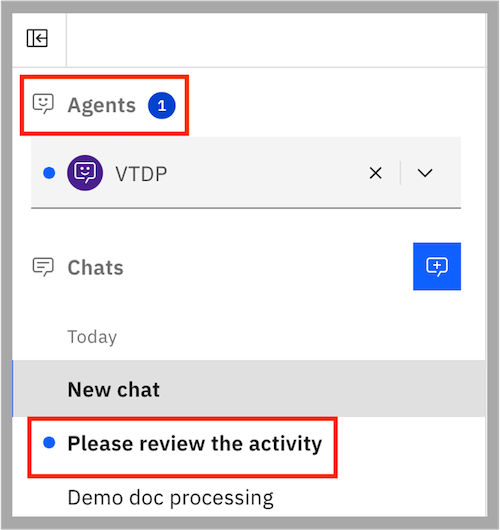 Example showing a user review task notification in chat