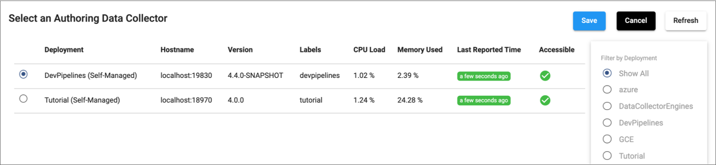 Authoring engine selection window displaying two accessible engines