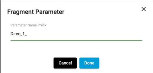 Prefix specified for the runtime parameters in the fragment
