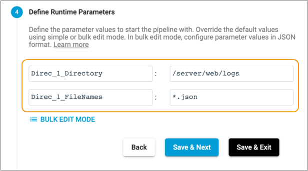 Runtime parameters overridden in the job